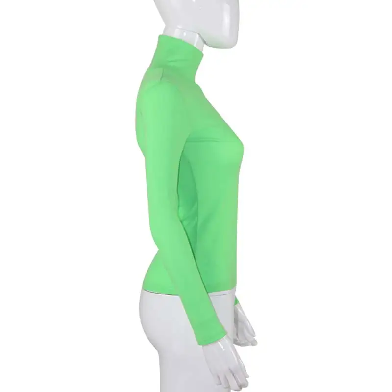 Ahagaga 2019 Spring Tees T-shirt Women Tops Fashion Solid Green Red Regular Long Sleeve Casual Women T-shirts Top Blusas Female 20
