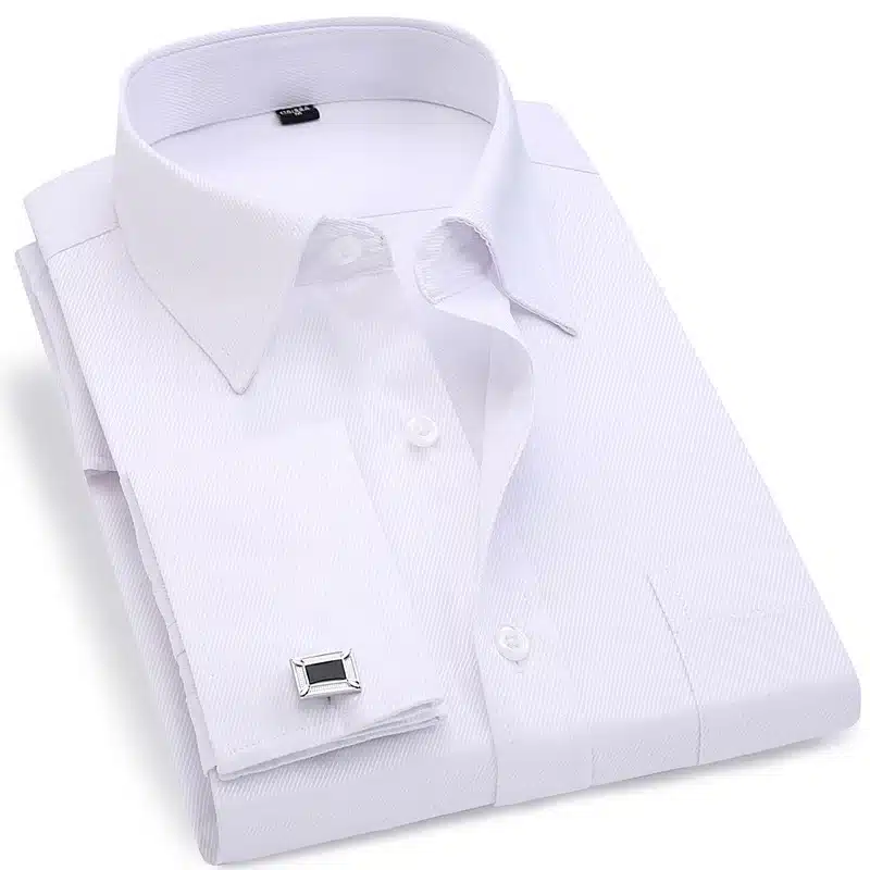 Men French Cufflinks Shirt 2019 New Men's Stripes Shirt Long Sleeve Casual Male Brand Shirts Slim Fit French Cuff Dress Shirts 5