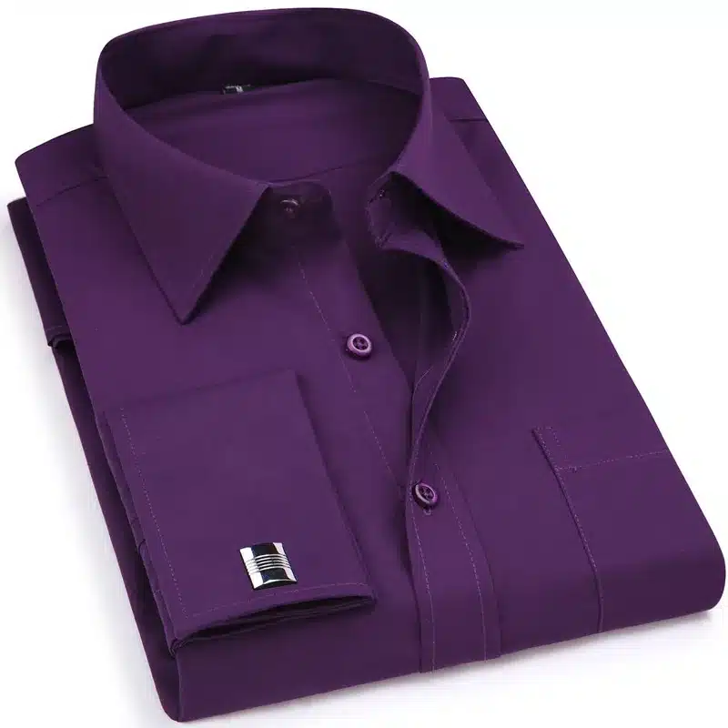 Men French Cufflinks Shirt 2019 New Men's Stripes Shirt Long Sleeve Casual Male Brand Shirts Slim Fit French Cuff Dress Shirts 6