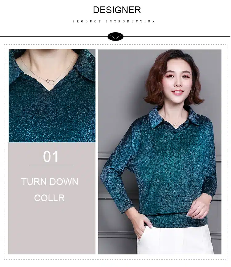Blusas Mujer De Moda 2019 Korean Style Shiny Lurex Womens Tops and Blouses Plus Size Long Sleeve Blouse Sequin Streetwear Shirts 5