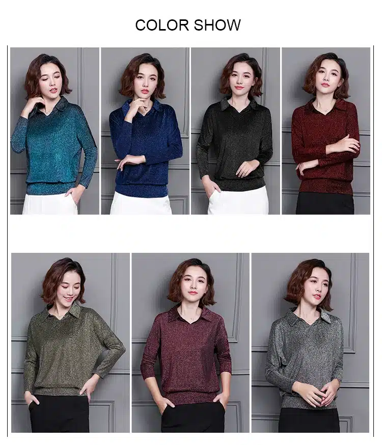 Blusas Mujer De Moda 2019 Korean Style Shiny Lurex Womens Tops and Blouses Plus Size Long Sleeve Blouse Sequin Streetwear Shirts 8