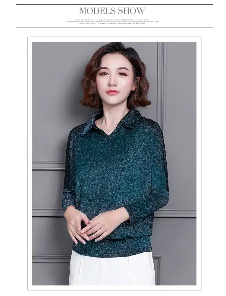Blusas Mujer De Moda 2019 Korean Style Shiny Lurex Womens Tops and Blouses Plus Size Long Sleeve Blouse Sequin Streetwear Shirts 10