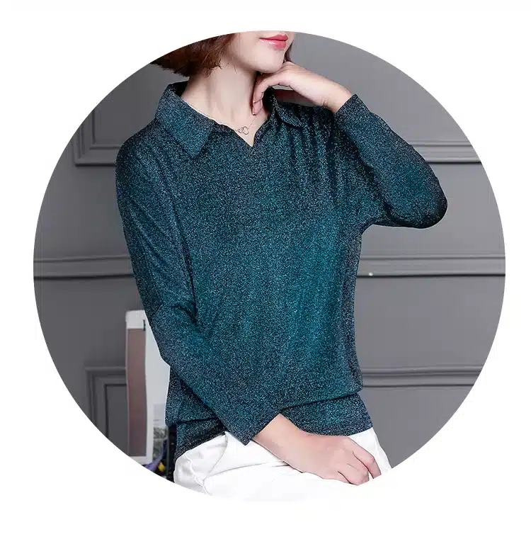 Blusas Mujer De Moda 2019 Korean Style Shiny Lurex Womens Tops and Blouses Plus Size Long Sleeve Blouse Sequin Streetwear Shirts 12