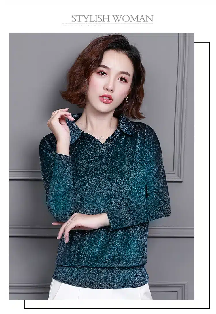 Blusas Mujer De Moda 2019 Korean Style Shiny Lurex Womens Tops and Blouses Plus Size Long Sleeve Blouse Sequin Streetwear Shirts 13