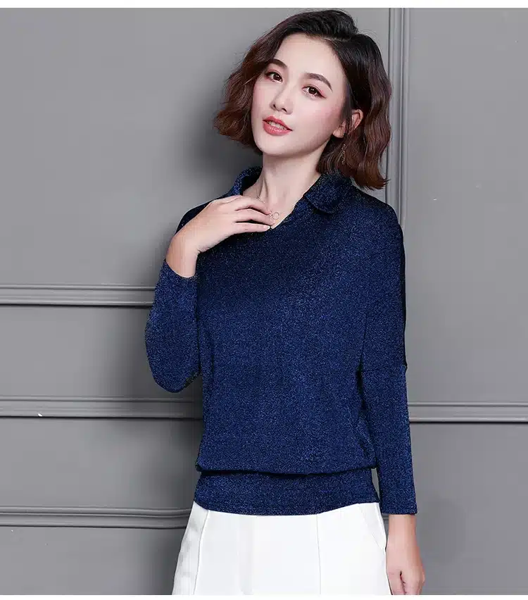 Blusas Mujer De Moda 2019 Korean Style Shiny Lurex Womens Tops and Blouses Plus Size Long Sleeve Blouse Sequin Streetwear Shirts 16