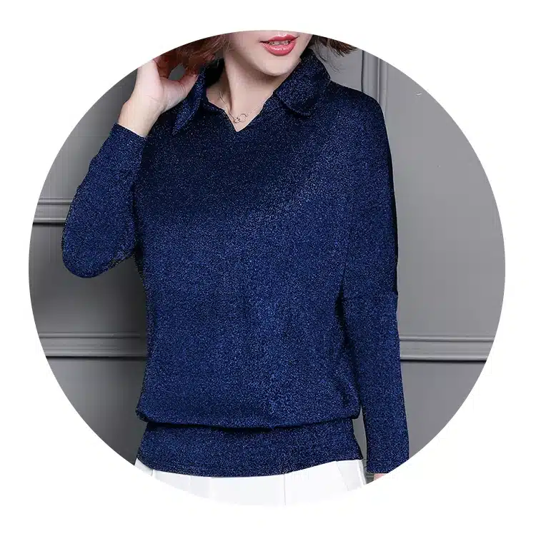Blusas Mujer De Moda 2019 Korean Style Shiny Lurex Womens Tops and Blouses Plus Size Long Sleeve Blouse Sequin Streetwear Shirts 21