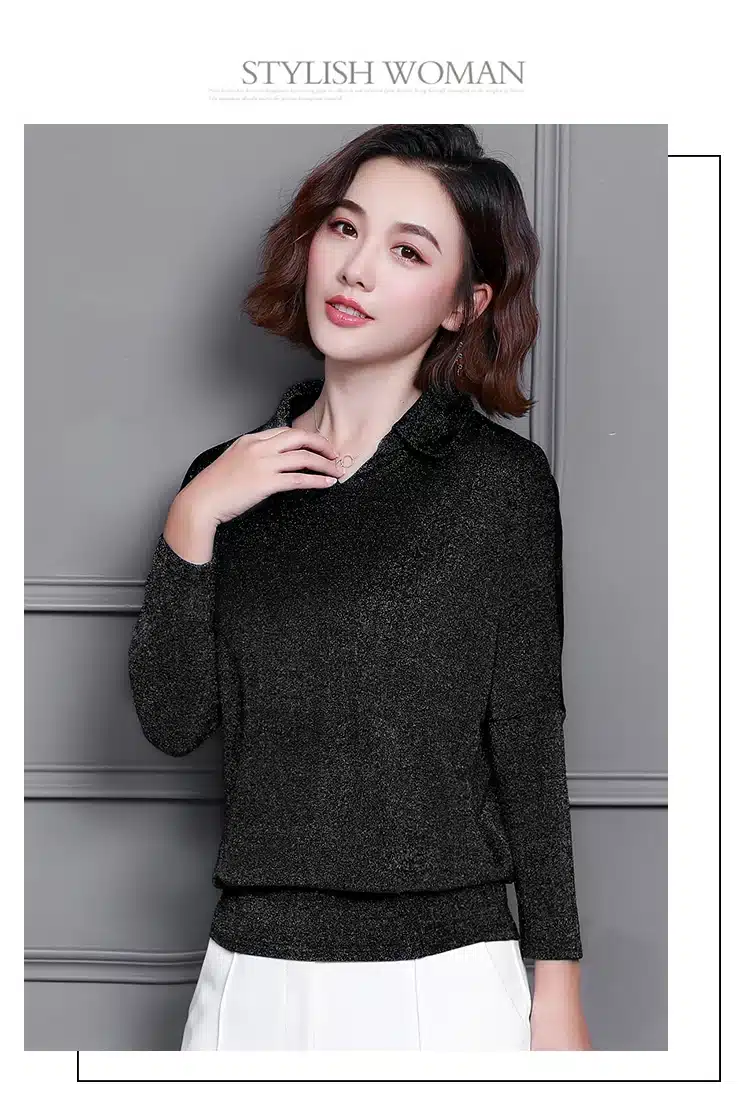 Blusas Mujer De Moda 2019 Korean Style Shiny Lurex Womens Tops and Blouses Plus Size Long Sleeve Blouse Sequin Streetwear Shirts 22