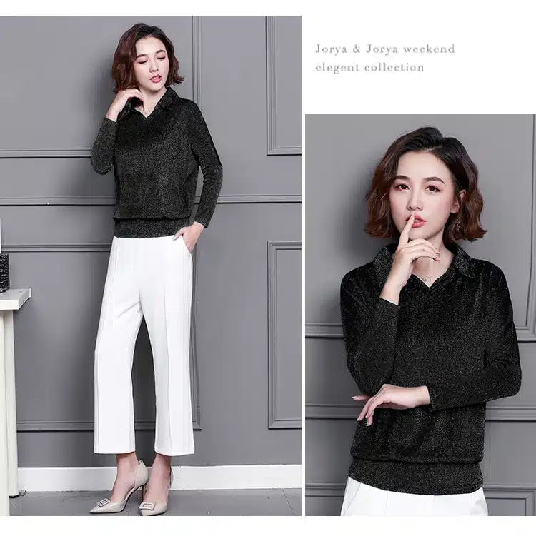 Blusas Mujer De Moda 2019 Korean Style Shiny Lurex Womens Tops and Blouses Plus Size Long Sleeve Blouse Sequin Streetwear Shirts 25