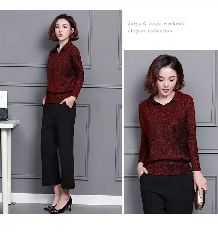 Blusas Mujer De Moda 2019 Korean Style Shiny Lurex Womens Tops and Blouses Plus Size Long Sleeve Blouse Sequin Streetwear Shirts 31
