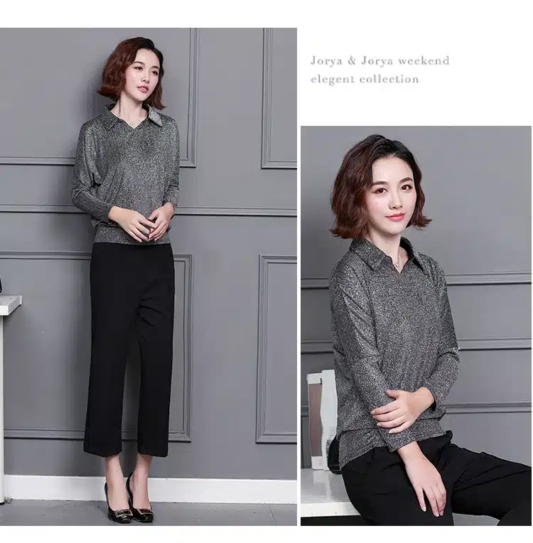 Blusas Mujer De Moda 2019 Korean Style Shiny Lurex Womens Tops and Blouses Plus Size Long Sleeve Blouse Sequin Streetwear Shirts 45