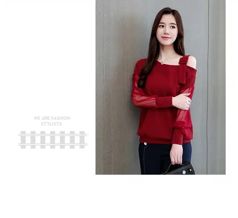 Autumn long sleeve shirt women fashion woman blouses 2019 sexy off shoulder top solid women blouse shirt clothing female 1224 40 23