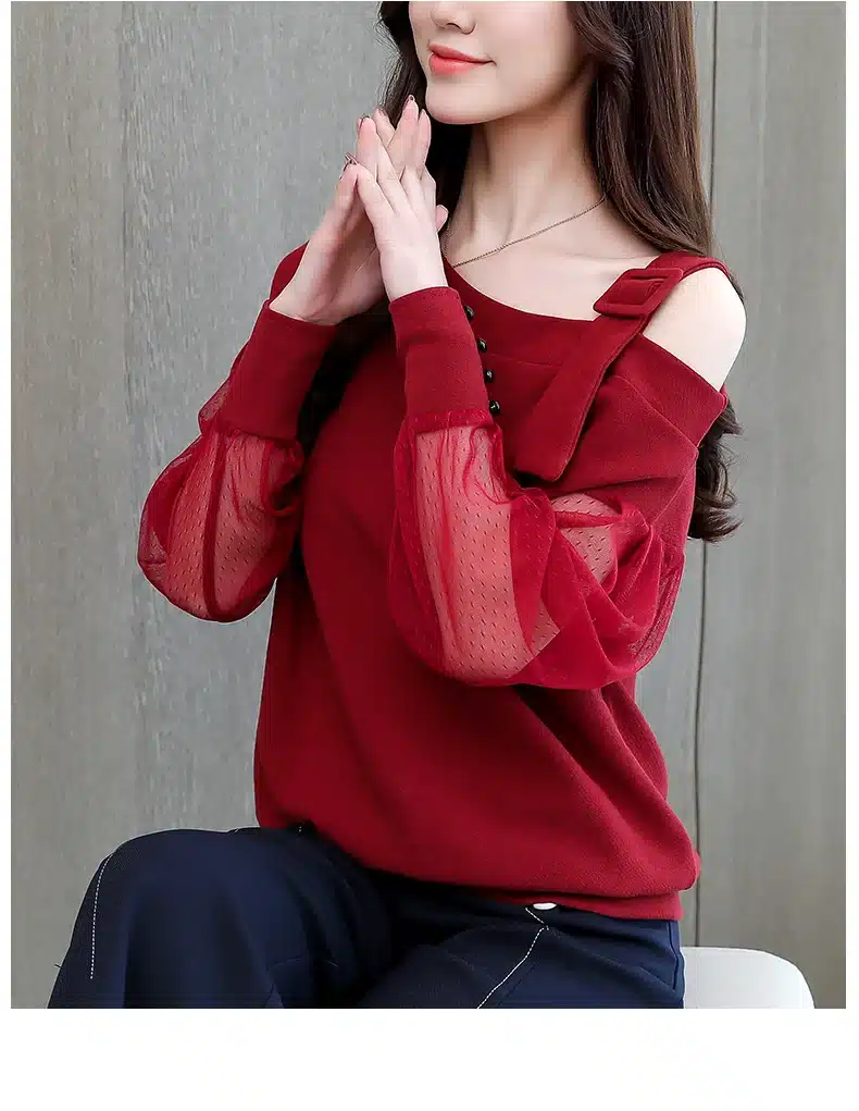 Autumn long sleeve shirt women fashion woman blouses 2019 sexy off shoulder top solid women blouse shirt clothing female 1224 40 25