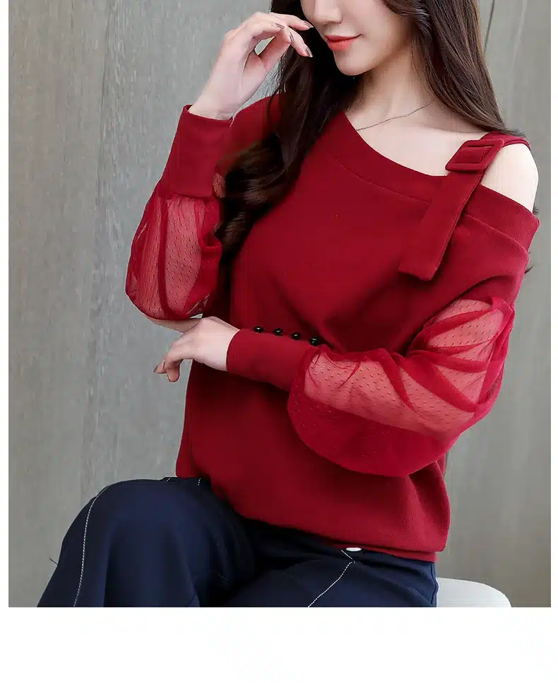 Autumn long sleeve shirt women fashion woman blouses 2019 sexy off shoulder top solid women blouse shirt clothing female 1224 40 29