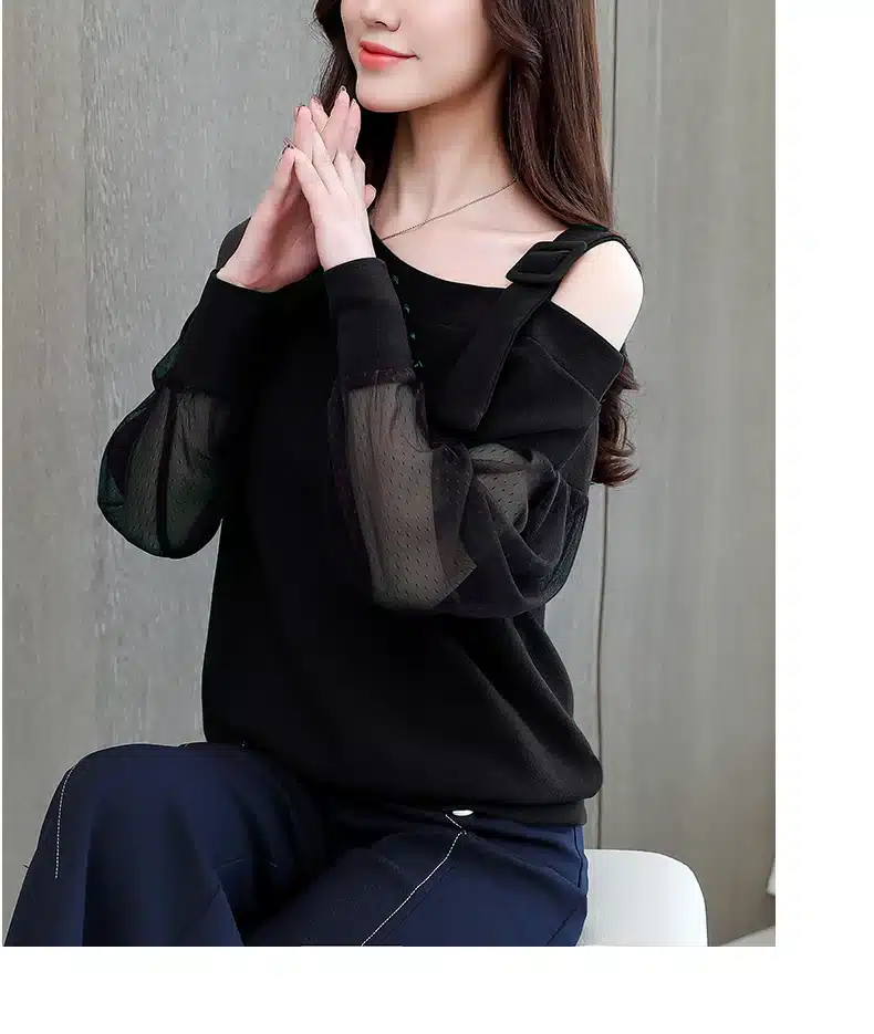 Autumn long sleeve shirt women fashion woman blouses 2019 sexy off shoulder top solid women blouse shirt clothing female 1224 40 34
