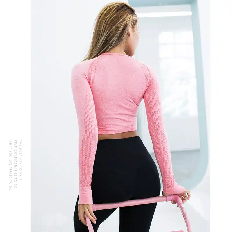 2019 New Sexy Yoga Clothes Women Seamless Navel Long Sleeve Gradient Yoga Shirts Workout Running Sport Crop Top Gym Clothing 16