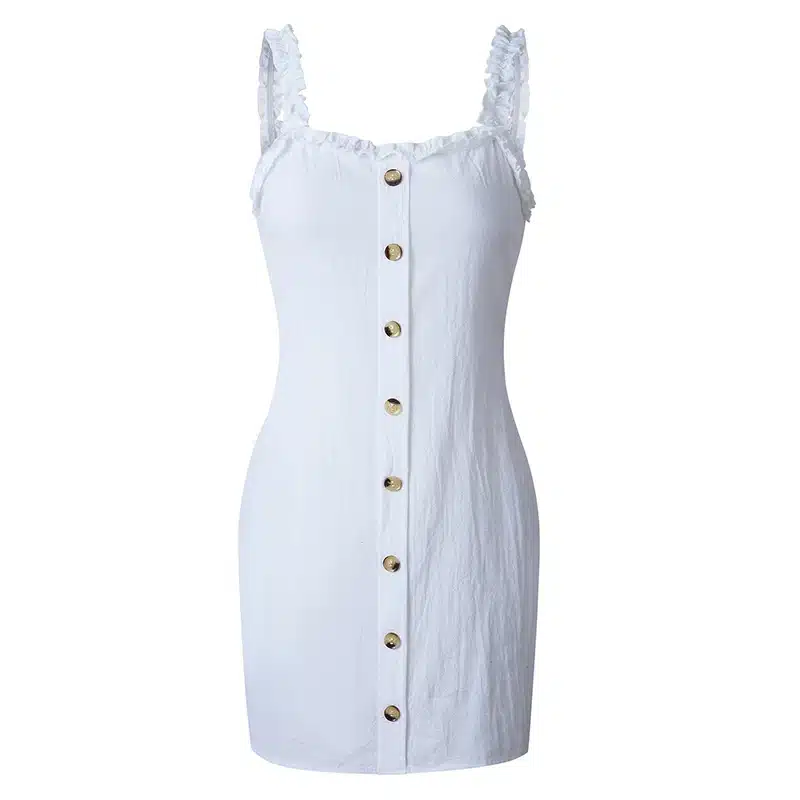 Nadafair ruffles women sexy bodycon summer dress 2019 backless casual mini dress single-breasted lace up beach strap wrap dress 29