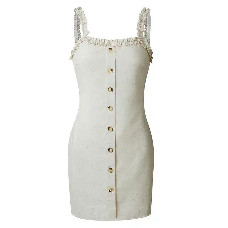 Nadafair ruffles women sexy bodycon summer dress 2019 backless casual mini dress single-breasted lace up beach strap wrap dress 32
