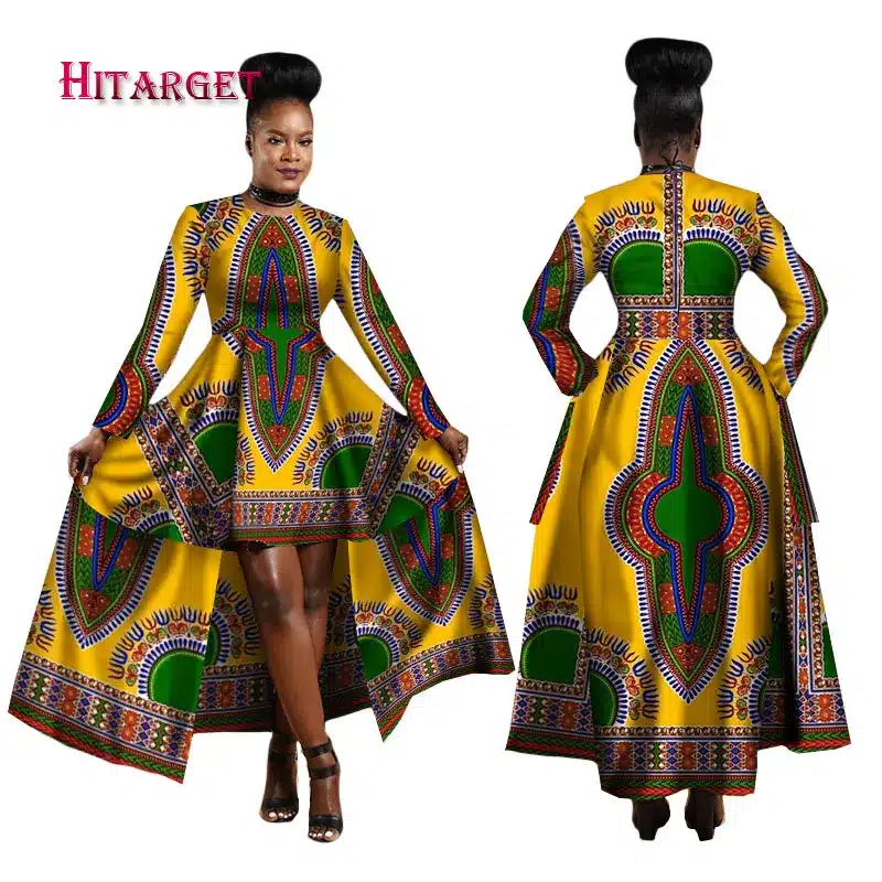 Hitarget 2019 African Dresses for Women Dashiki Cotton Wax Print Batik Sexy Long Dress for Femal Traditional clothing WY1268 17