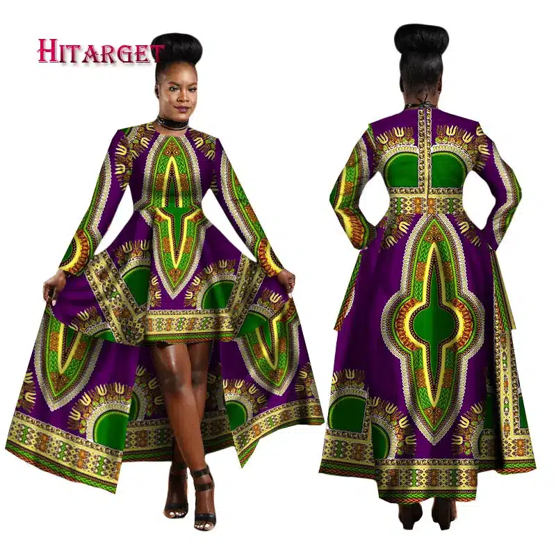 Hitarget 2019 African Dresses for Women Dashiki Cotton Wax Print Batik Sexy Long Dress for Femal Traditional clothing WY1268 19