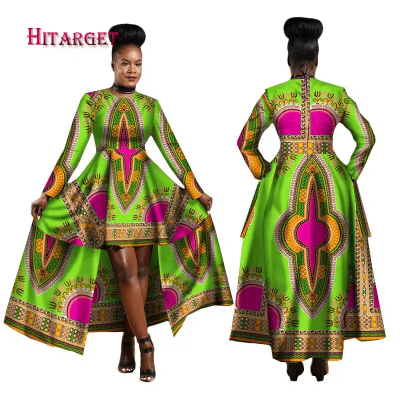 Hitarget 2019 African Dresses for Women Dashiki Cotton Wax Print Batik Sexy Long Dress for Femal Traditional clothing WY1268 21