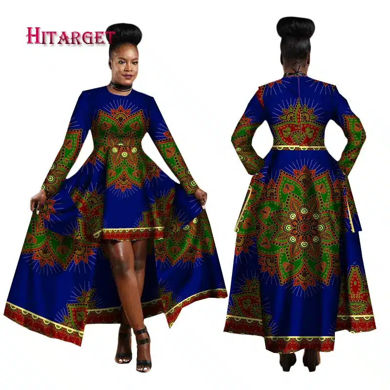 Hitarget 2019 African Dresses for Women Dashiki Cotton Wax Print Batik Sexy Long Dress for Femal Traditional clothing WY1268 35