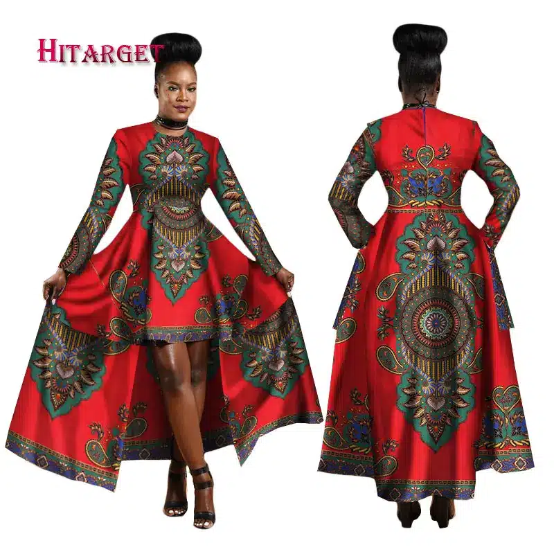 Hitarget 2019 African Dresses for Women Dashiki Cotton Wax Print Batik Sexy Long Dress for Femal Traditional clothing WY1268 39
