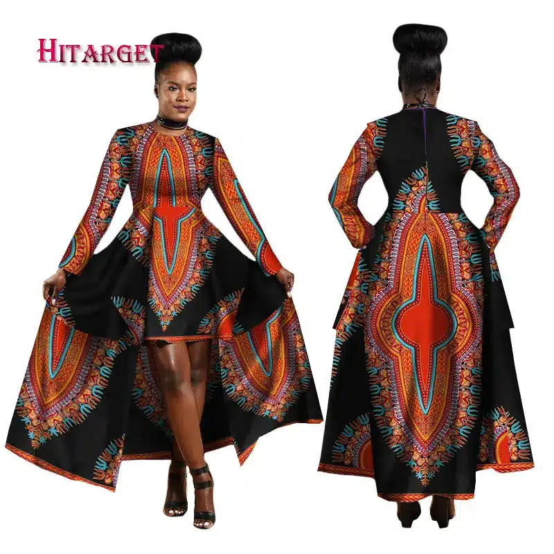 Hitarget 2019 African Dresses for Women Dashiki Cotton Wax Print Batik Sexy Long Dress for Femal Traditional clothing WY1268 43