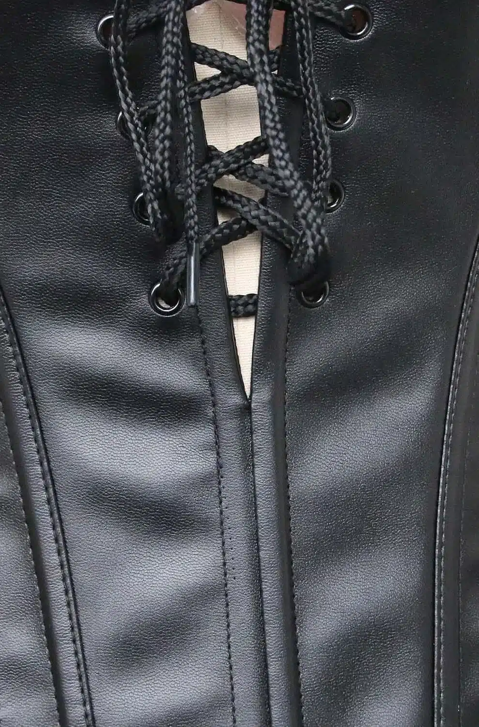 S-6XL Plus Size Corset Steampunk Women Black Faux Leather&Lace Sexy Lingerie Corset Dress Leather Corset 2019 Underbust Corset 9