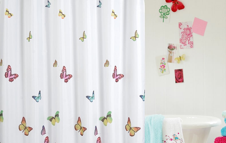 Butterfly Print Shower Curtain Waterproof Mildew Proof Polyester Fabric Bathroom Curtains 180cm*180cm 2019 Newest Simple Design 5