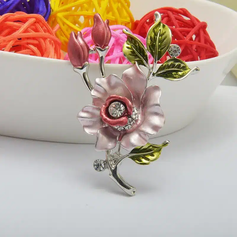 Korean Enamel Large Flower Brooches for Women Pins Rhinestone Brooch Mujer Vestidos Brosche Cheap Plant Brooch Bouquet Wedding 14