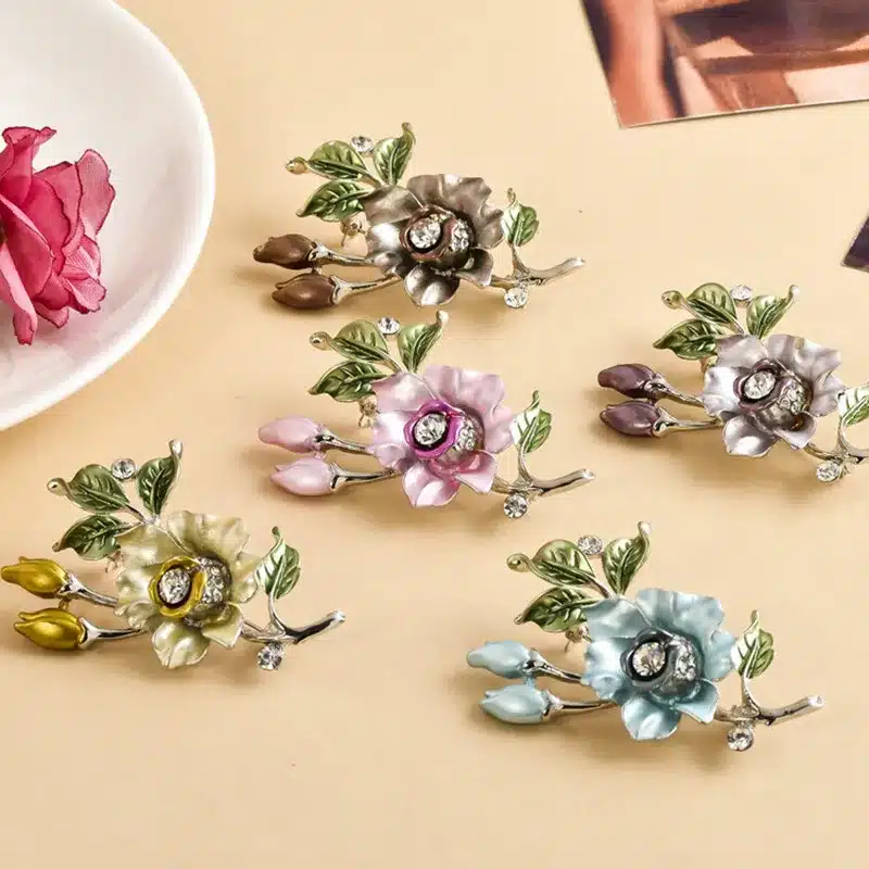 Korean Enamel Large Flower Brooches for Women Pins Rhinestone Brooch Mujer Vestidos Brosche Cheap Plant Brooch Bouquet Wedding 15