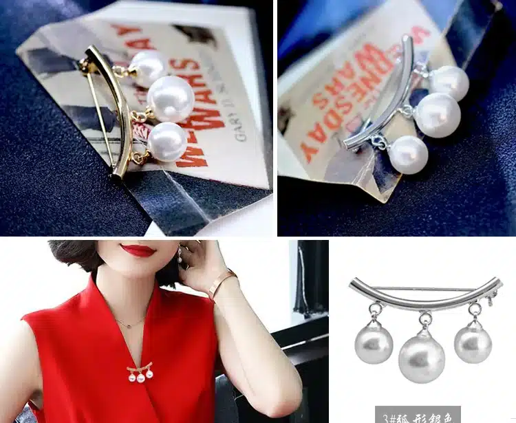 KingDeng Fixed Straps Anti Slip Pin Korean Simple Pearl Brooch Women's accessories Cardigan Anti Wearing Pins Enamel Pin. 2