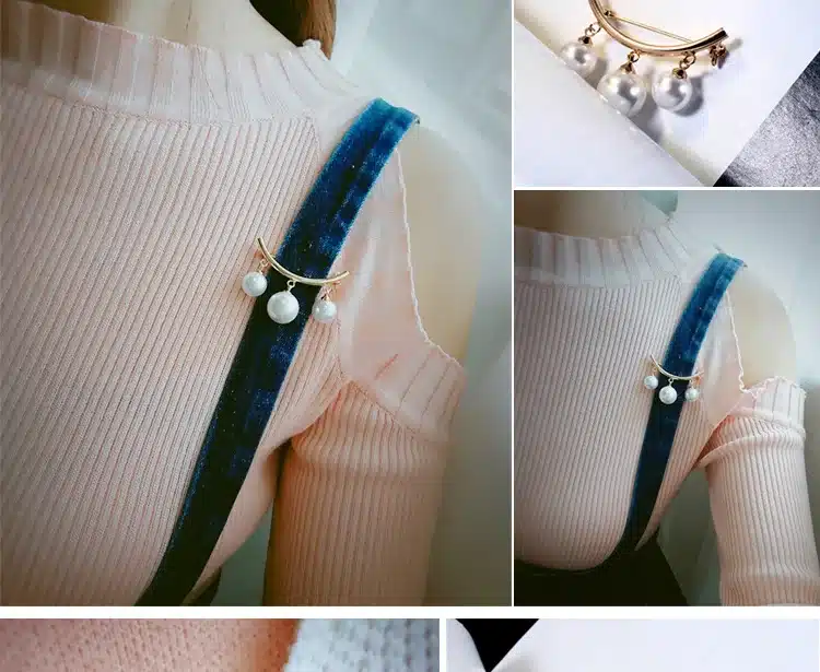 KingDeng Fixed Straps Anti Slip Pin Korean Simple Pearl Brooch Women's accessories Cardigan Anti Wearing Pins Enamel Pin. 4
