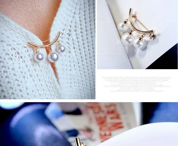 KingDeng Fixed Straps Anti Slip Pin Korean Simple Pearl Brooch Women's accessories Cardigan Anti Wearing Pins Enamel Pin. 5