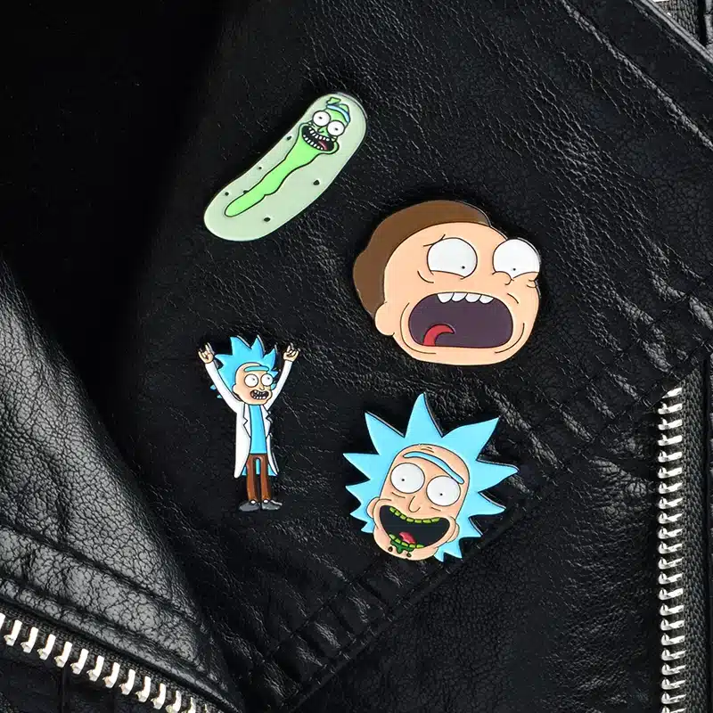 4pcs/set Rick And Morty Pin Rick And Moti Pins set Cucumber Cartoon character Brooches Enamel Lapel Pin Badge Jewelry for Kids 16