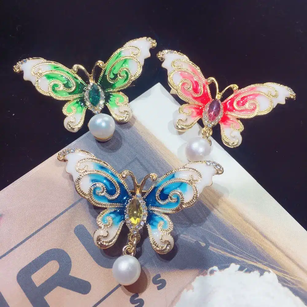 ZHBORUINI High Quality Natural Freshwater Pearl Brooch Pearl Enamel Butterfly Brooch Pins Gold Color Pearl Jewelry For Women 18