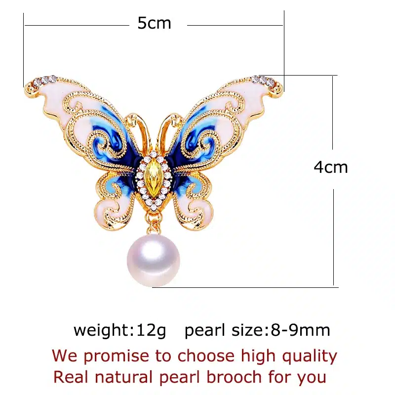 ZHBORUINI High Quality Natural Freshwater Pearl Brooch Pearl Enamel Butterfly Brooch Pins Gold Color Pearl Jewelry For Women 19