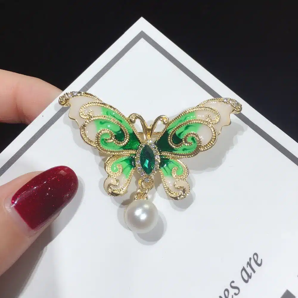 ZHBORUINI High Quality Natural Freshwater Pearl Brooch Pearl Enamel Butterfly Brooch Pins Gold Color Pearl Jewelry For Women 22