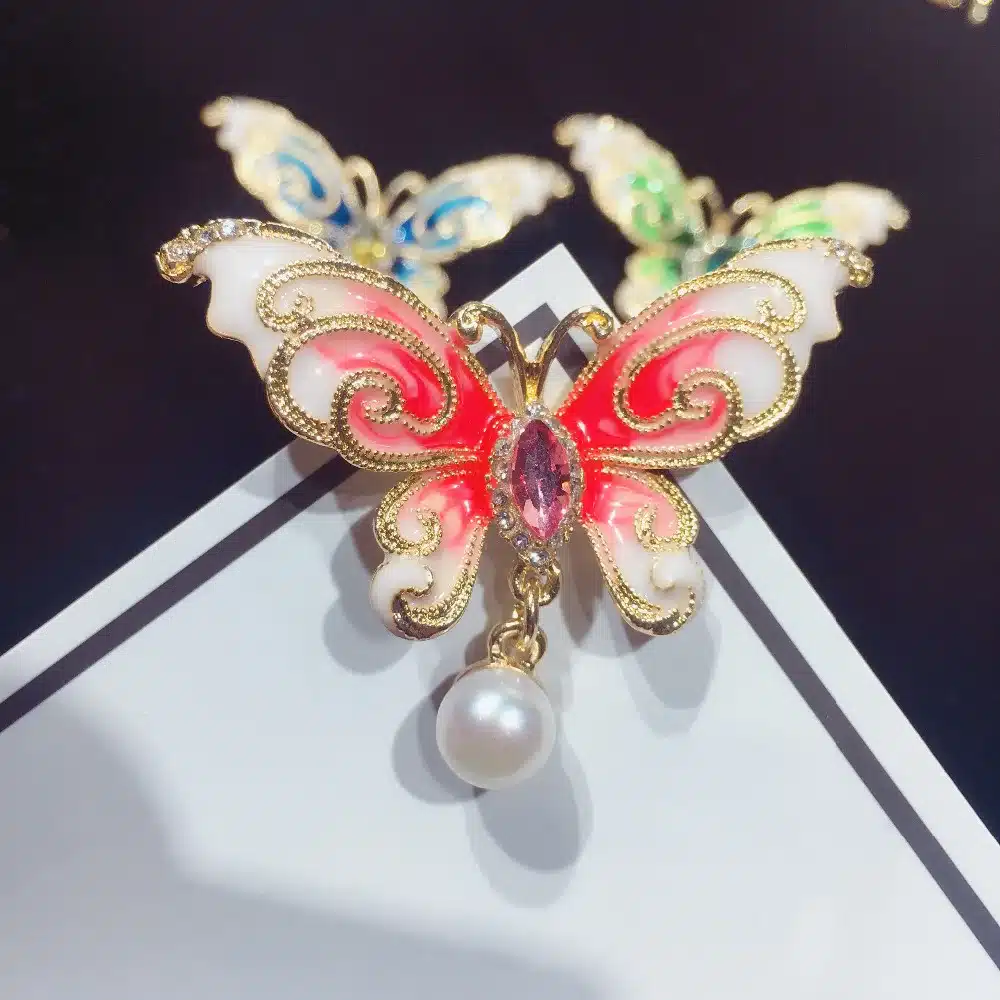 ZHBORUINI High Quality Natural Freshwater Pearl Brooch Pearl Enamel Butterfly Brooch Pins Gold Color Pearl Jewelry For Women 24