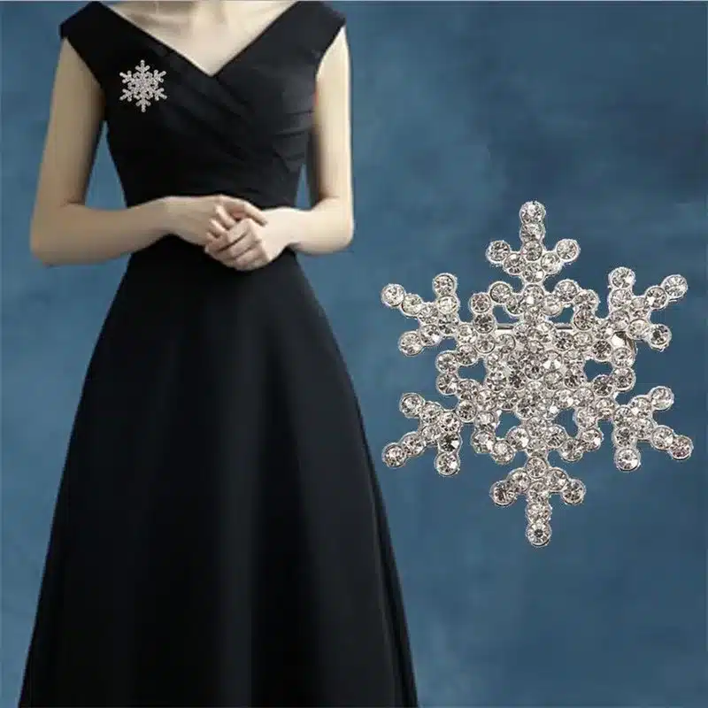 Silver/Gold Color Rhinestone Brooch Snowflake Shape Brooches Hijab Pins Crystal Rhinestone Brooches Wedding Gift Woman Fashion 11
