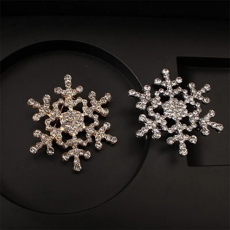 Silver/Gold Color Rhinestone Brooch Snowflake Shape Brooches Hijab Pins Crystal Rhinestone Brooches Wedding Gift Woman Fashion 15