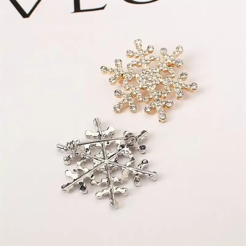 Silver/Gold Color Rhinestone Brooch Snowflake Shape Brooches Hijab Pins Crystal Rhinestone Brooches Wedding Gift Woman Fashion 16