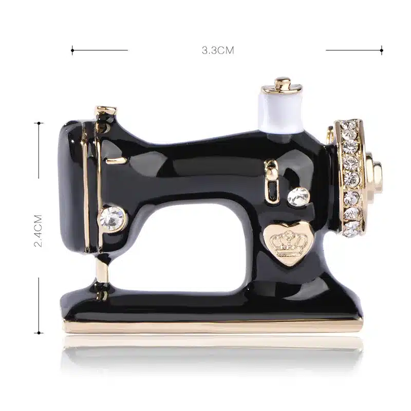Blucome Women Girls Sewing Machine Brooch Black Enamel Brooches Jewelry Hijab Pin For Collar Suit Scarf Decoration Accessories 11