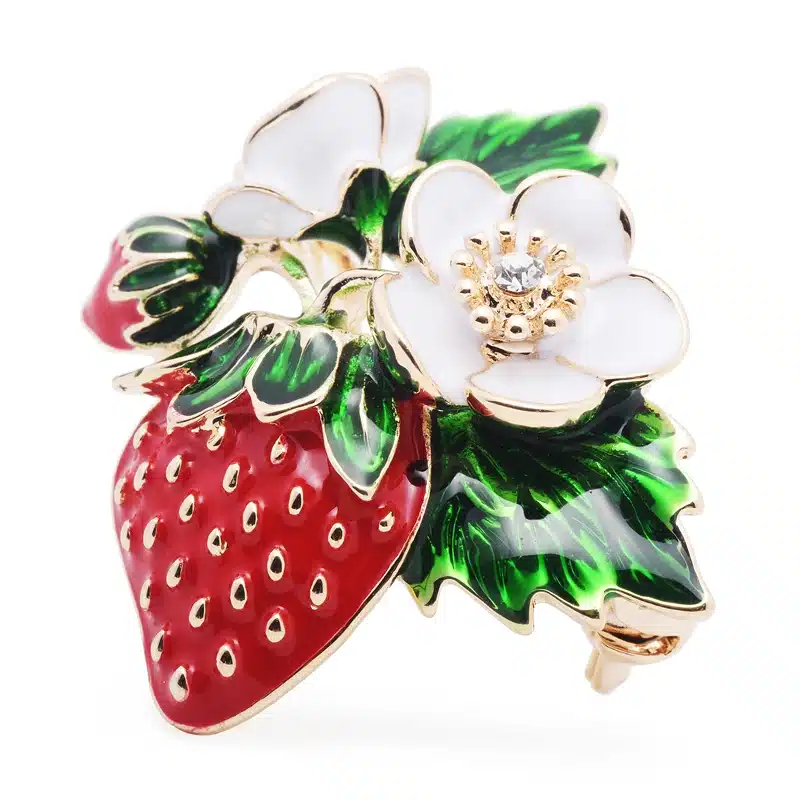 Wuli&baby Trendy Red Strawberry Enamel Brooches For Men Women's Classic Fruits Weddings Party Banquet Brooch Women's Accessories 11