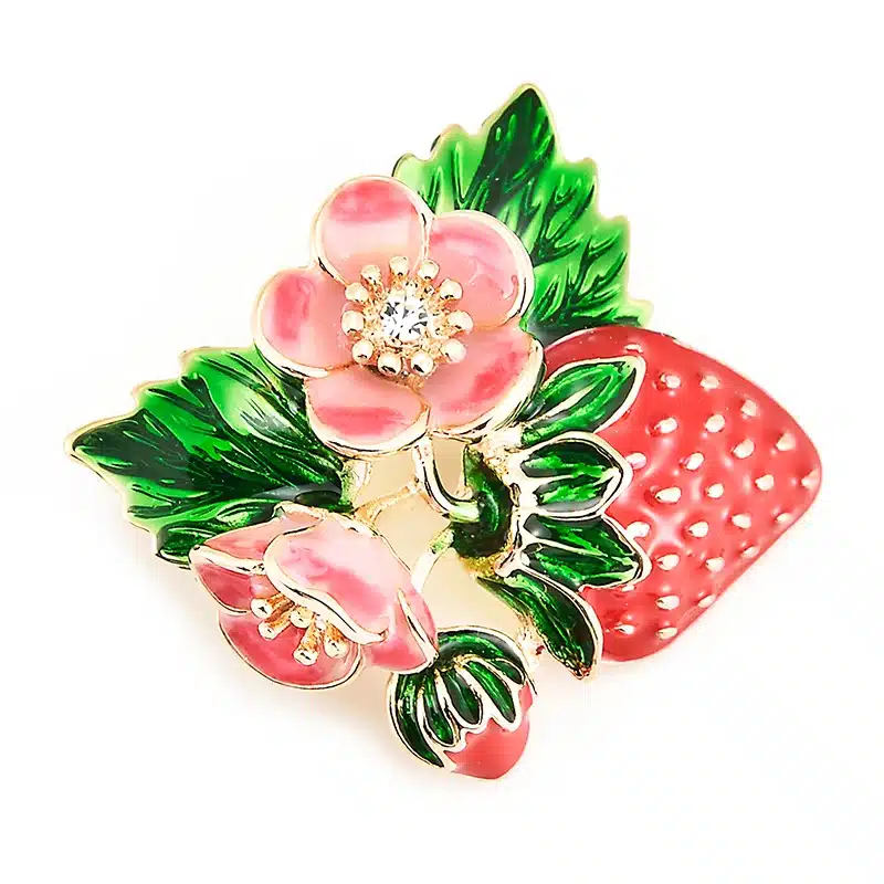 Wuli&baby Trendy Red Strawberry Enamel Brooches For Men Women's Classic Fruits Weddings Party Banquet Brooch Women's Accessories 14