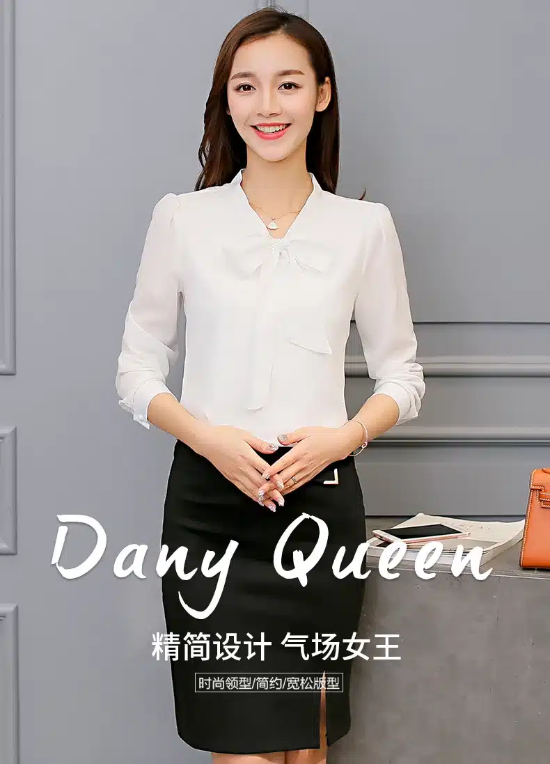 Autumn 2019 Women White Shirt Long Sleeve Black Shirt Korean Women Clothing Streetwear Slim Chiffon Blouse Elegant Women Tops 12