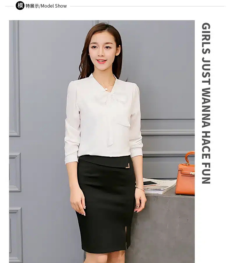 Autumn 2019 Women White Shirt Long Sleeve Black Shirt Korean Women Clothing Streetwear Slim Chiffon Blouse Elegant Women Tops 13