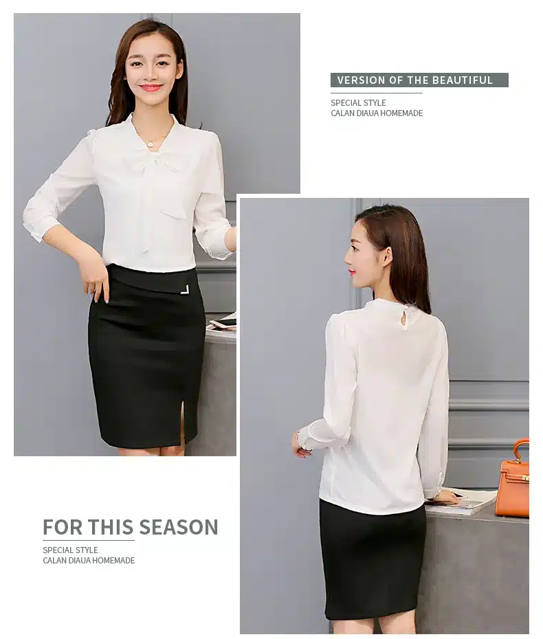 Autumn 2019 Women White Shirt Long Sleeve Black Shirt Korean Women Clothing Streetwear Slim Chiffon Blouse Elegant Women Tops 14