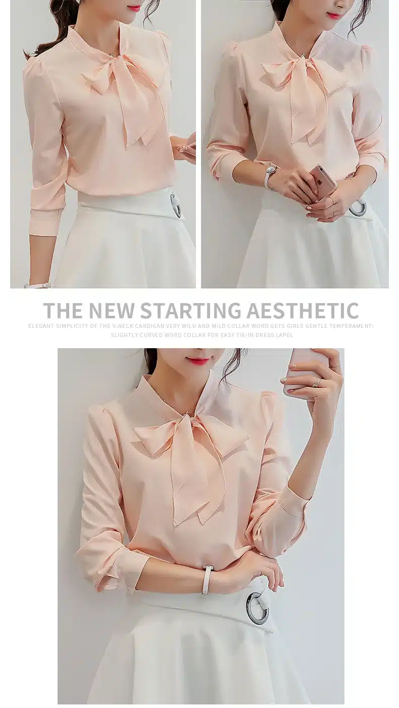 Autumn 2019 Women White Shirt Long Sleeve Black Shirt Korean Women Clothing Streetwear Slim Chiffon Blouse Elegant Women Tops 23