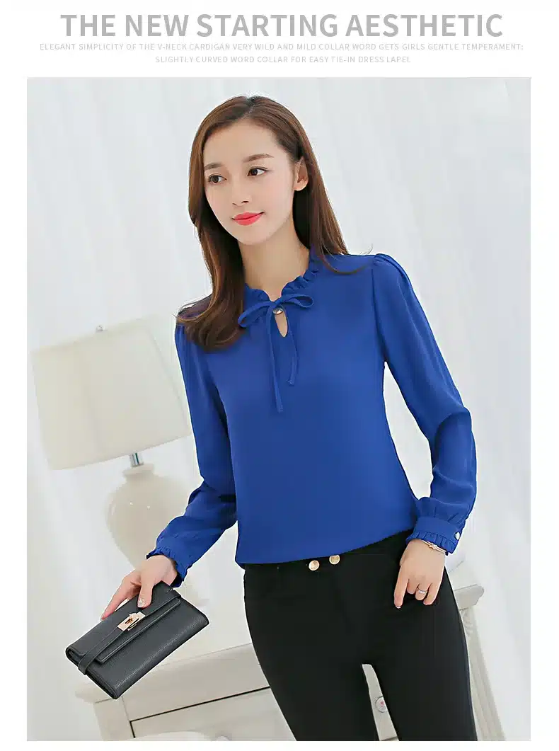 Autumn 2019 Women White Shirt Long Sleeve Black Shirt Korean Women Clothing Streetwear Slim Chiffon Blouse Elegant Women Tops 30